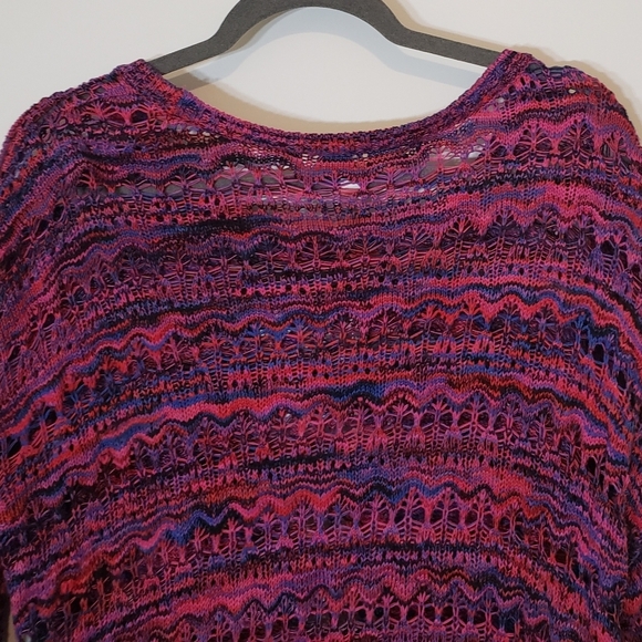 Kensie Open Knit Sweater Pink Purple Blue Size Large - Picture 9 of 13